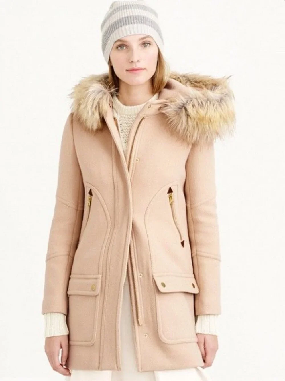 J Crew Stadium Parka in Blush - Size 6 Tall